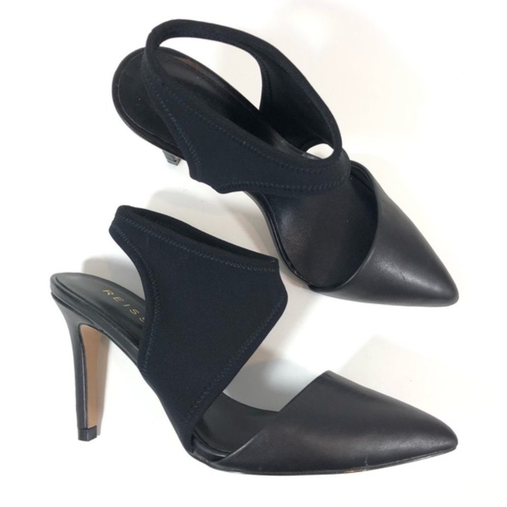 NWOB Reiss Black Pointed Leather Ankle Heels